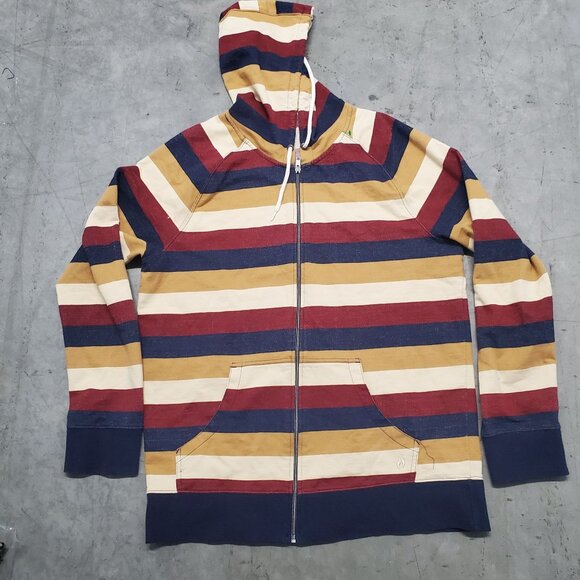 Hang Ten Tops - Hang Ten X-Large Multicolor Striped Hoodie Sweatshirt Front Pocket Drawstring Ho
